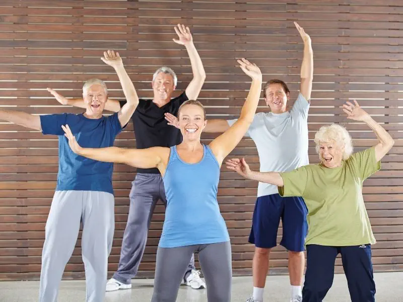 Happy seniors dancing